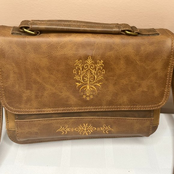 Brown Faux Leather Vintage Bag with Embroidery - Picture 5 of 12